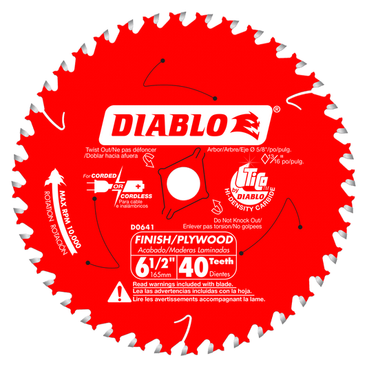 DIABLO 6-1/2 in. x 40 Tooth Finish Trim Saw Blade (D0641X)