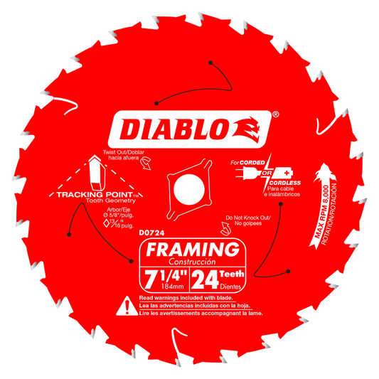 DIABLO 7-1/4 in. x 24 Tooth Framing Saw Blade (D0724X)