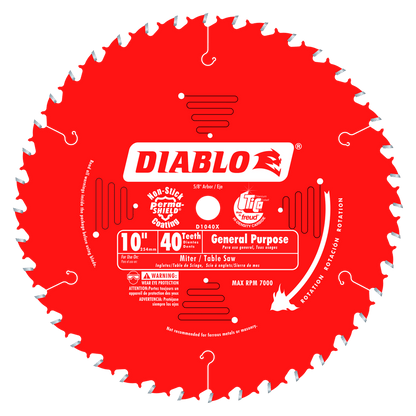 DIABLO 10 in. x 40 Tooth General Purpose Saw Blade (D1040X)