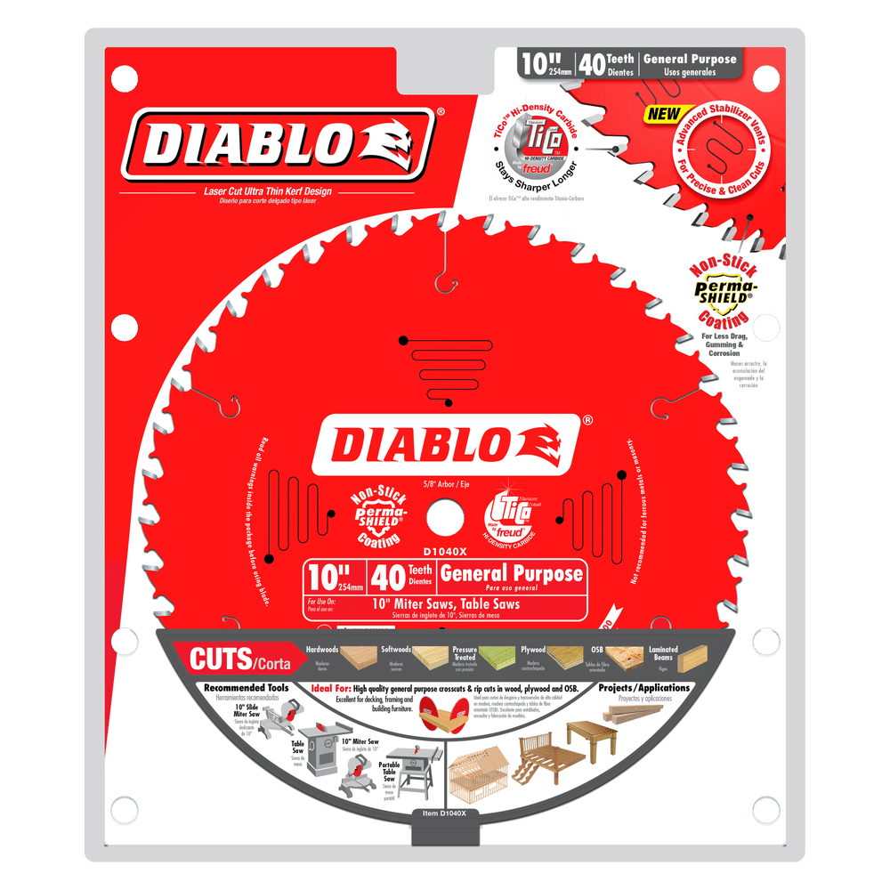 DIABLO 10 in. x 40 Tooth General Purpose Saw Blade (D1040X)