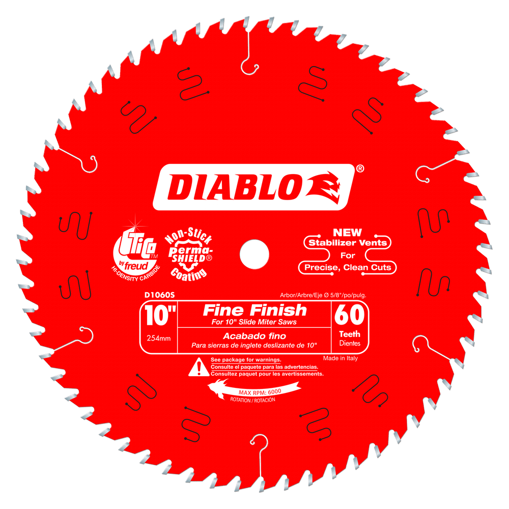 DIABLO 10 in. x 60 Tooth Fine Finish Slide Miter Saw Blade (D1060S)