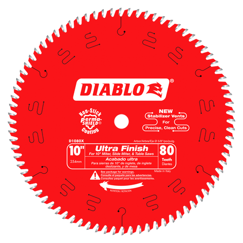 DIABLO 10 in. x 80 Tooth Ultra Finish Saw Blade (D1080X)