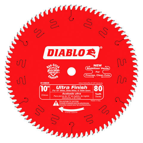 DIABLO 10 in. x 80 Tooth Ultra Finish Saw Blade D1080X RustyDesign