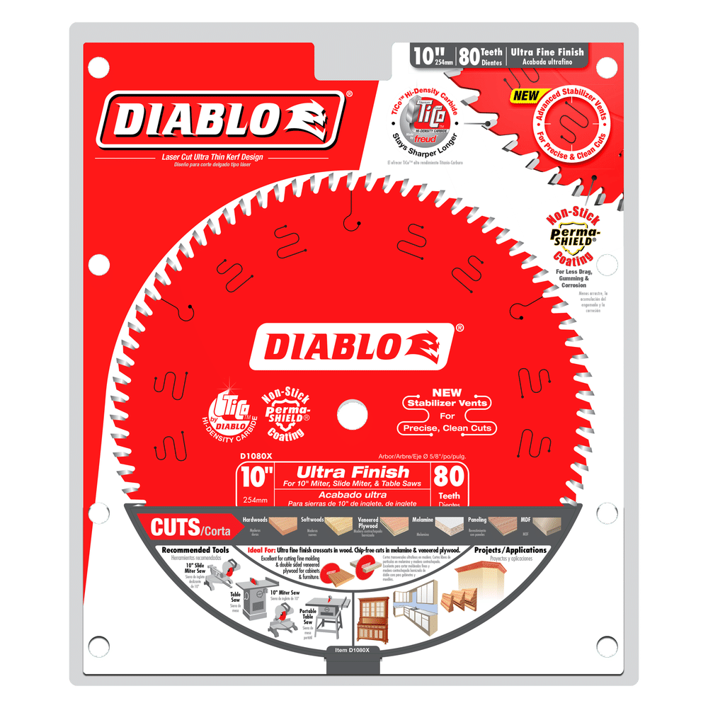 DIABLO 10 in. x 80 Tooth Ultra Finish Saw Blade (D1080X)