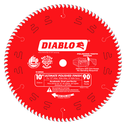 DIABLO 10" x 90T Ultimate Polished Finish Blade (D1090X)