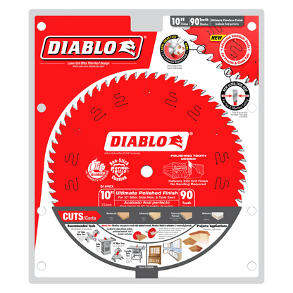 DIABLO 10" x 90T Ultimate Polished Finish Blade (D1090X)