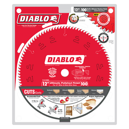 DIABLO 12 in. x 100 Tooth Ultimate Polished Finish Saw Blade (D12100X)