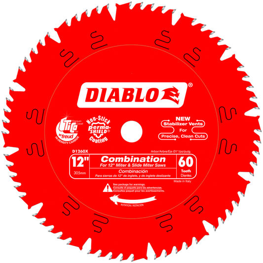 DIABLO 12 in. x 60 Tooth Combination Saw Blade (D1260X)