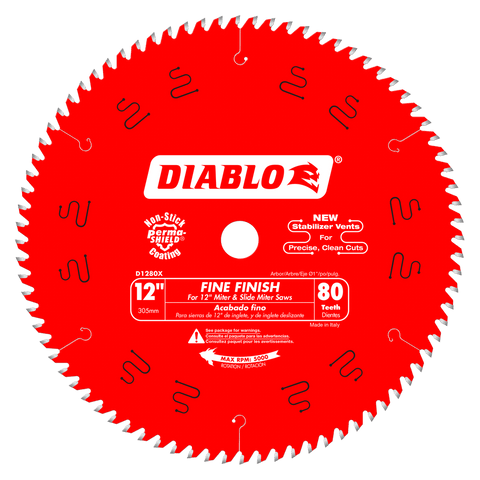 DIABLO 12 in. x 80 Tooth Fine Finish Saw Blade (D1280X)