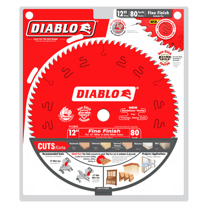 DIABLO 12 in. x 80 Tooth Fine Finish Saw Blade (D1280X)