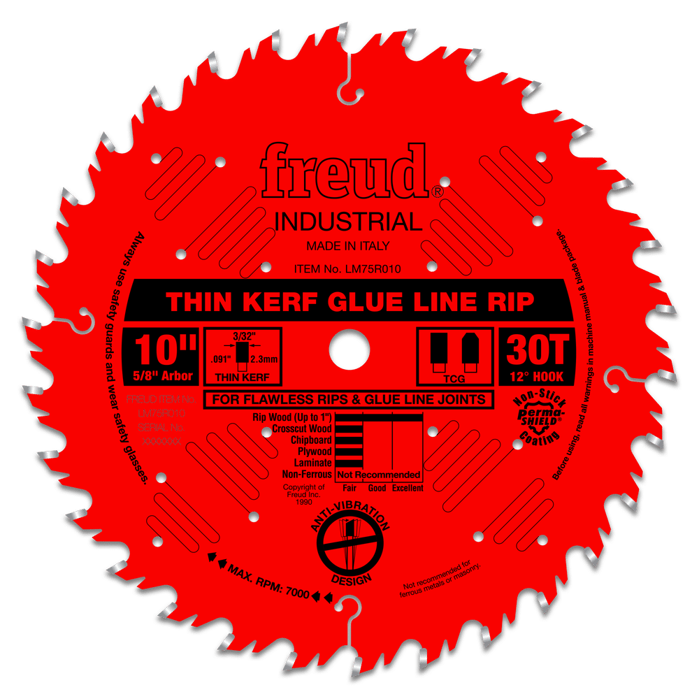 Freud 10" Industrial Thin Kerf Glue Line Ripping Blade (LM75R010)