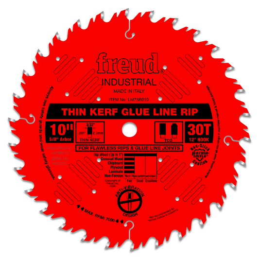 Freud 10" Industrial Thin Kerf Glue Line Ripping Blade (LM75R010)