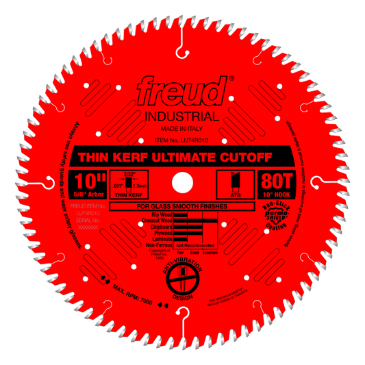 Freud 10" Thin Kerf Ultimate Cut-Off Blade (LU74R010)