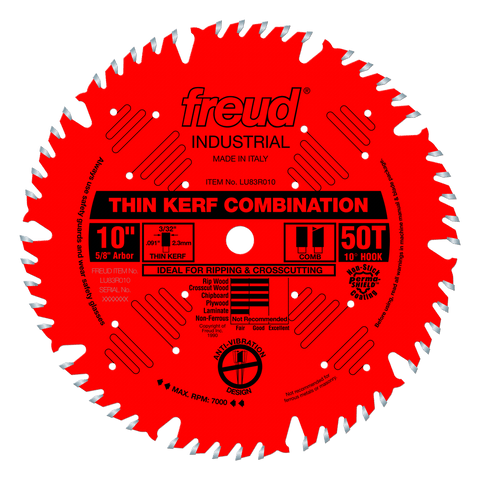 Freud 10" Thin Kerf Combination Blade (LU83R010)