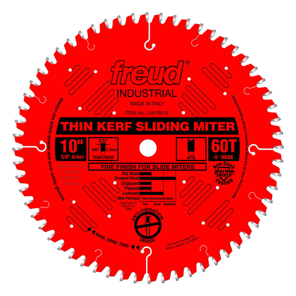 Freud 10" Thin Kerf Sliding Compound Miter Saw Blade (LU91R010)