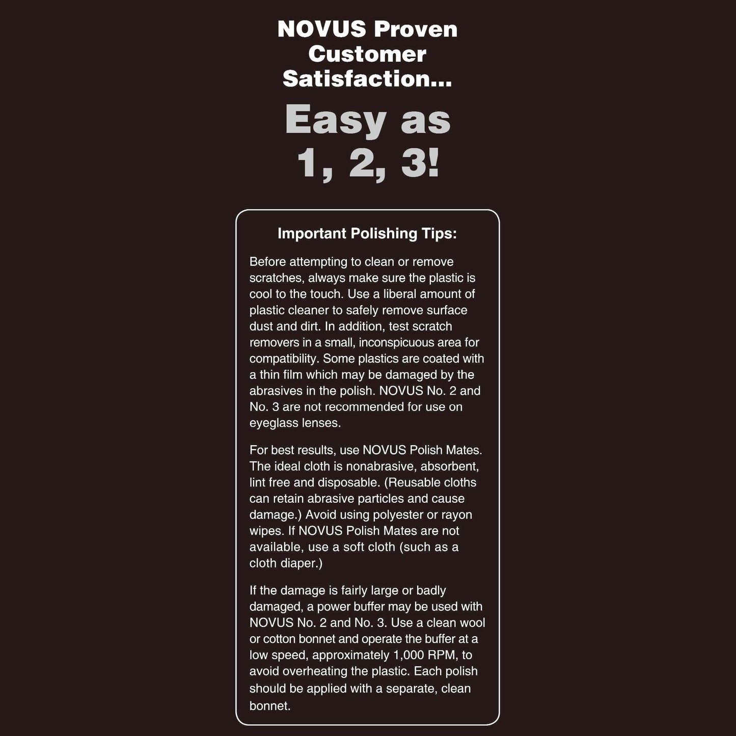 NOVUS Plastic Polish Kit, 8 oz, Set/3