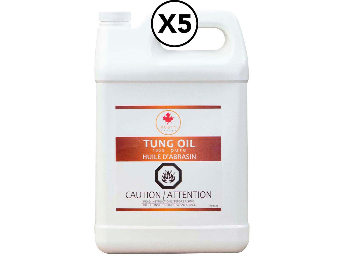 100% pure tung oil, 18.9 litres pack, 5 gallon