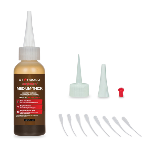 SB-BR-500, Starbond BROWN Med-Thick CA Glue, 2 oz