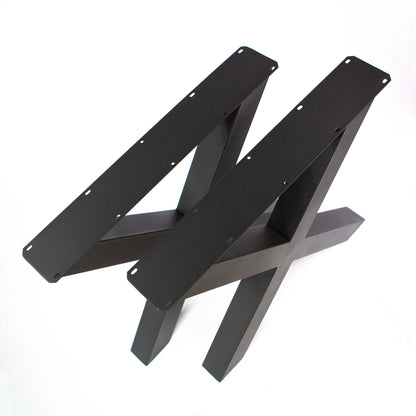 Dining Table Legs, 1 Pair, Metal X Shape Made in 3"x3" Tubing #SS004