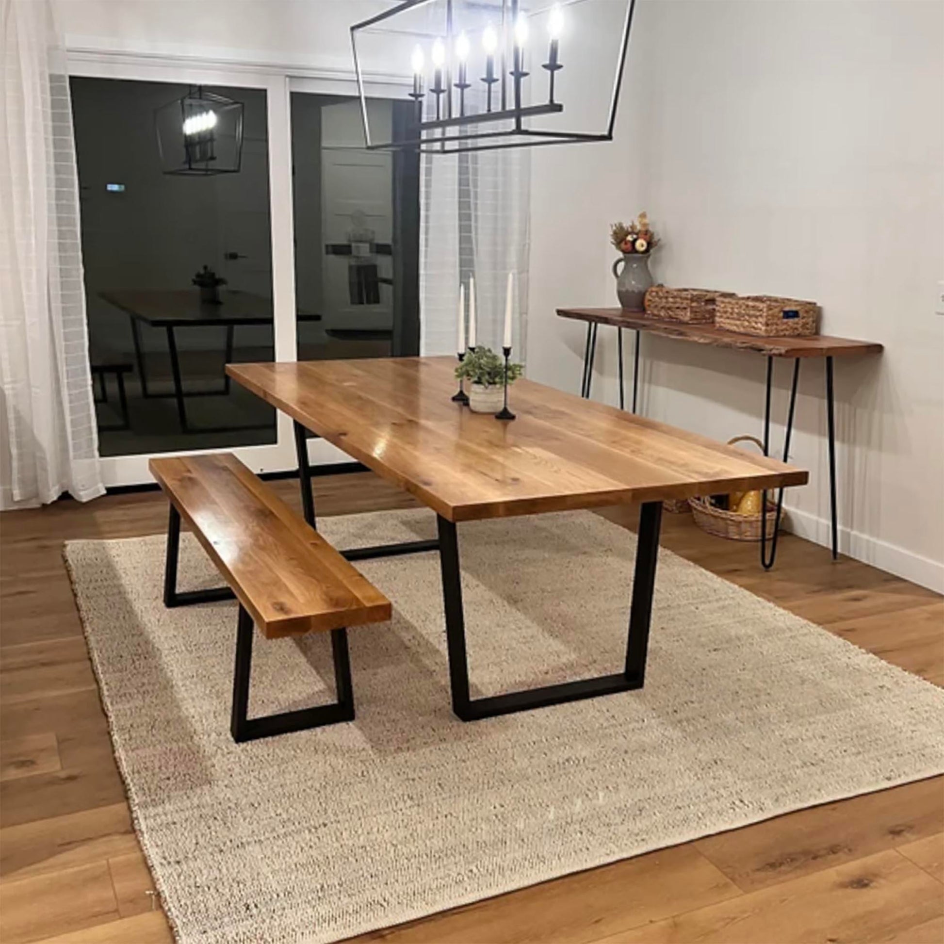 Dining Table leg Base, Pair, Metal Trapezoid Shape Wide Top #SS210W