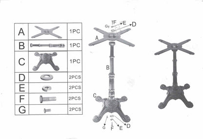 Cast iron bistro table base assembly instruction