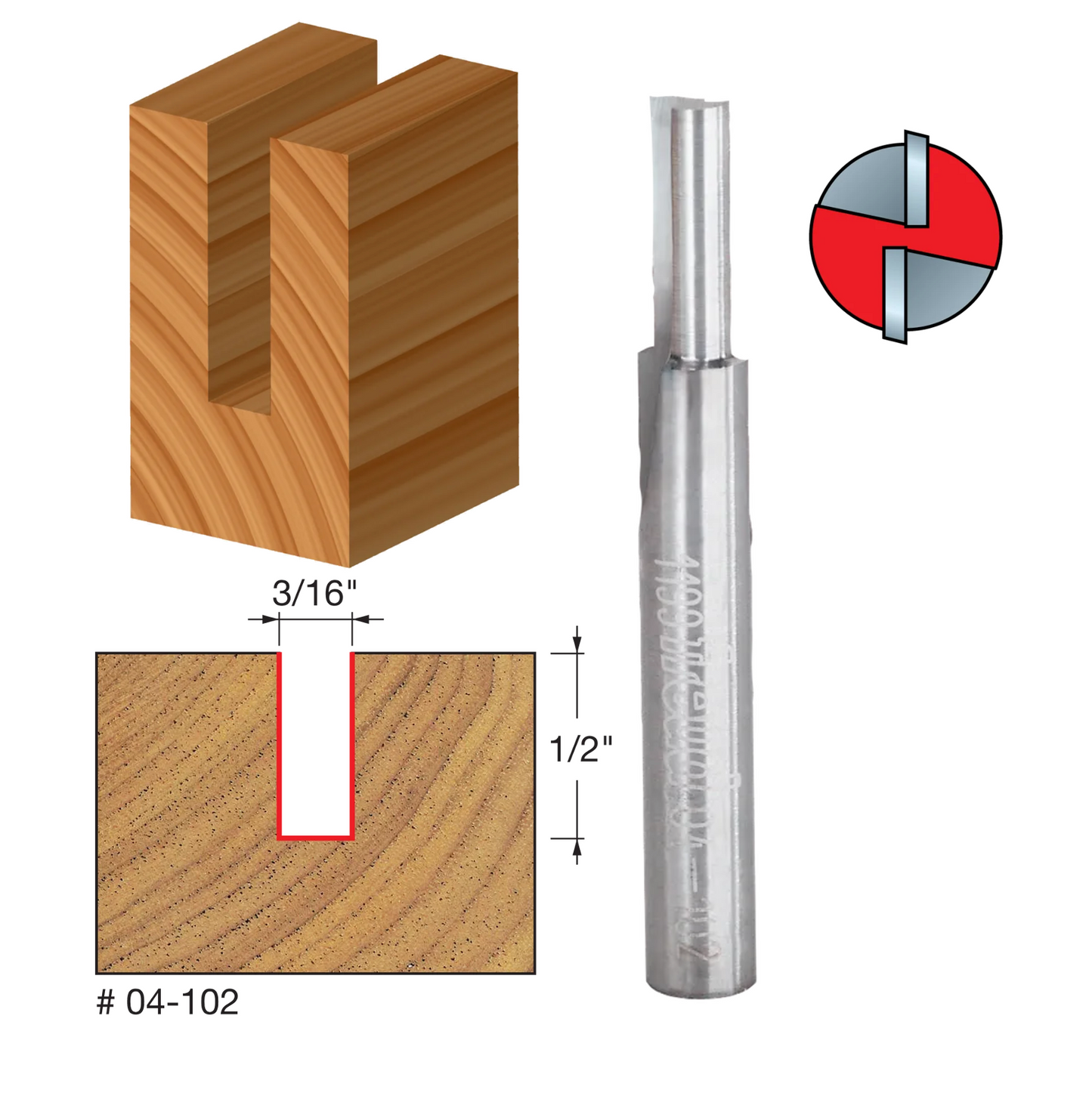 Freud Double Flute Straight Bit, 1/4" Shank (15 Variants)