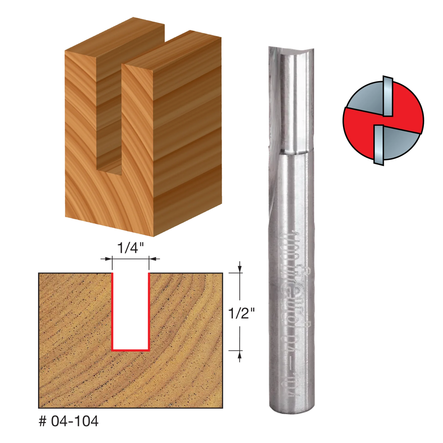 Freud Double Flute Straight Bit, 1/4" Shank (15 Variants)