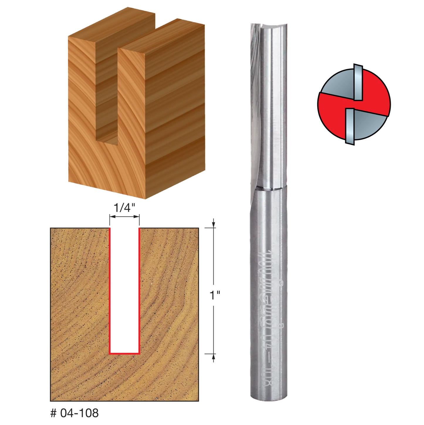 Freud Double Flute Straight Bit, 1/4" Shank (15 Variants)