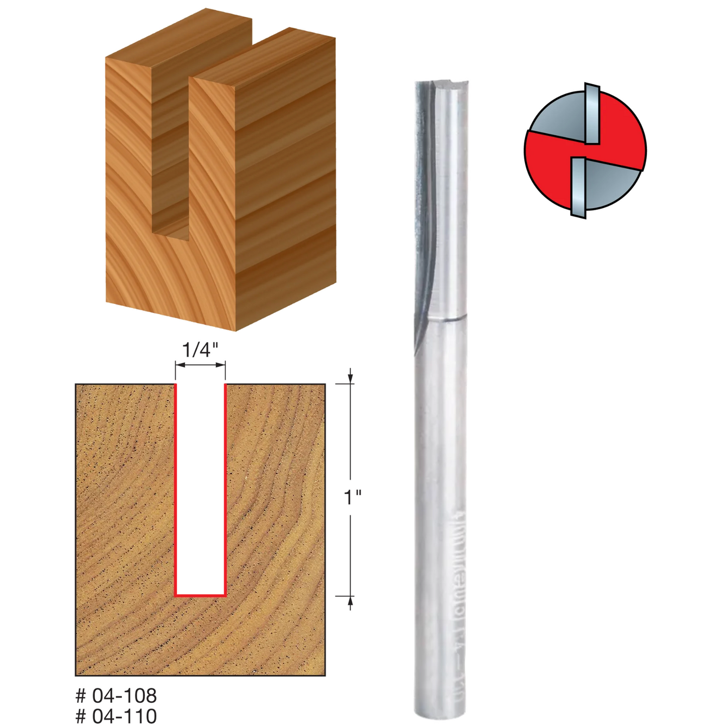 Freud Double Flute Straight Bit, 1/4" Shank (15 Variants)