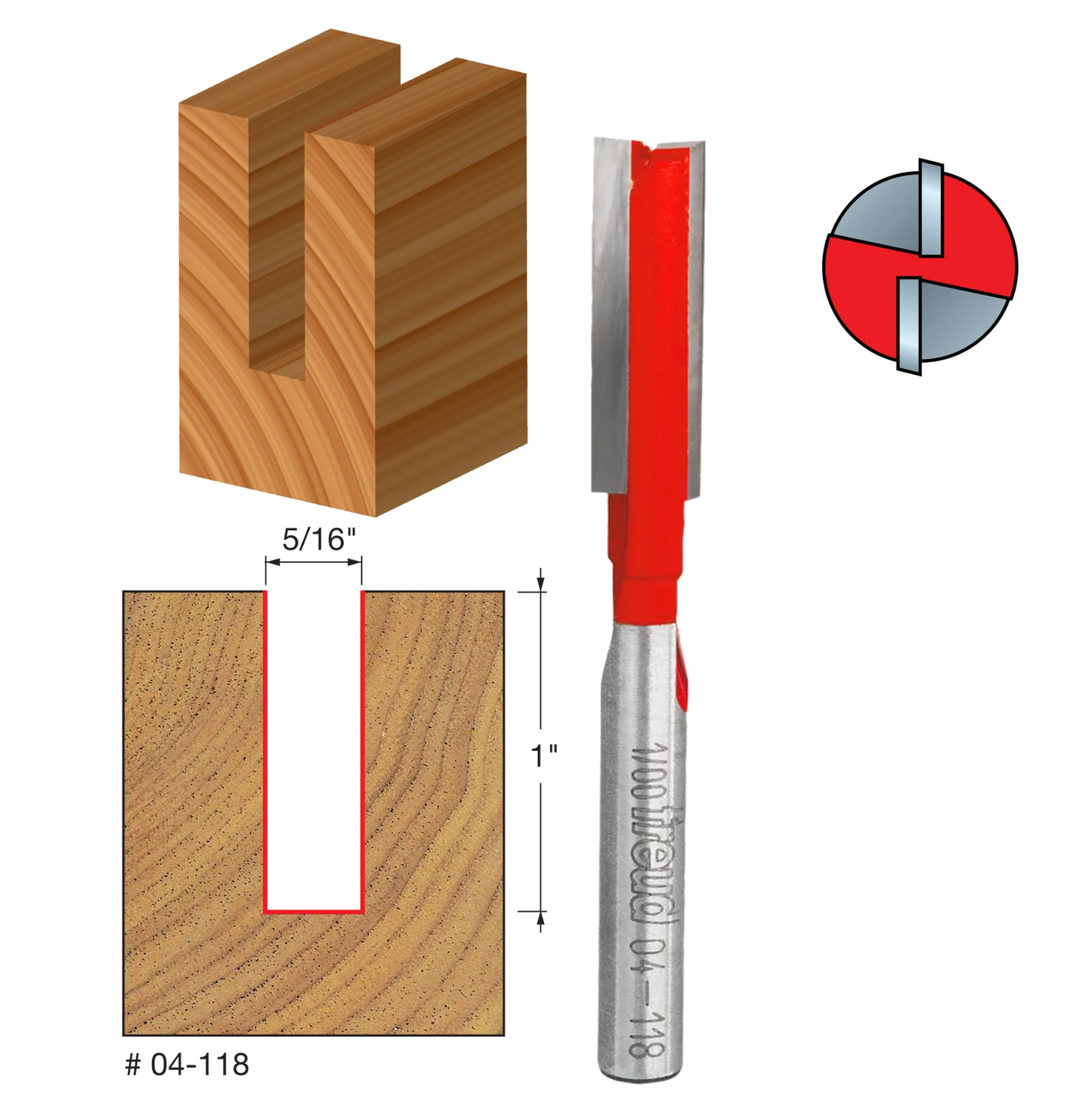 Freud Double Flute Straight Bit, 1/4" Shank (15 Variants)