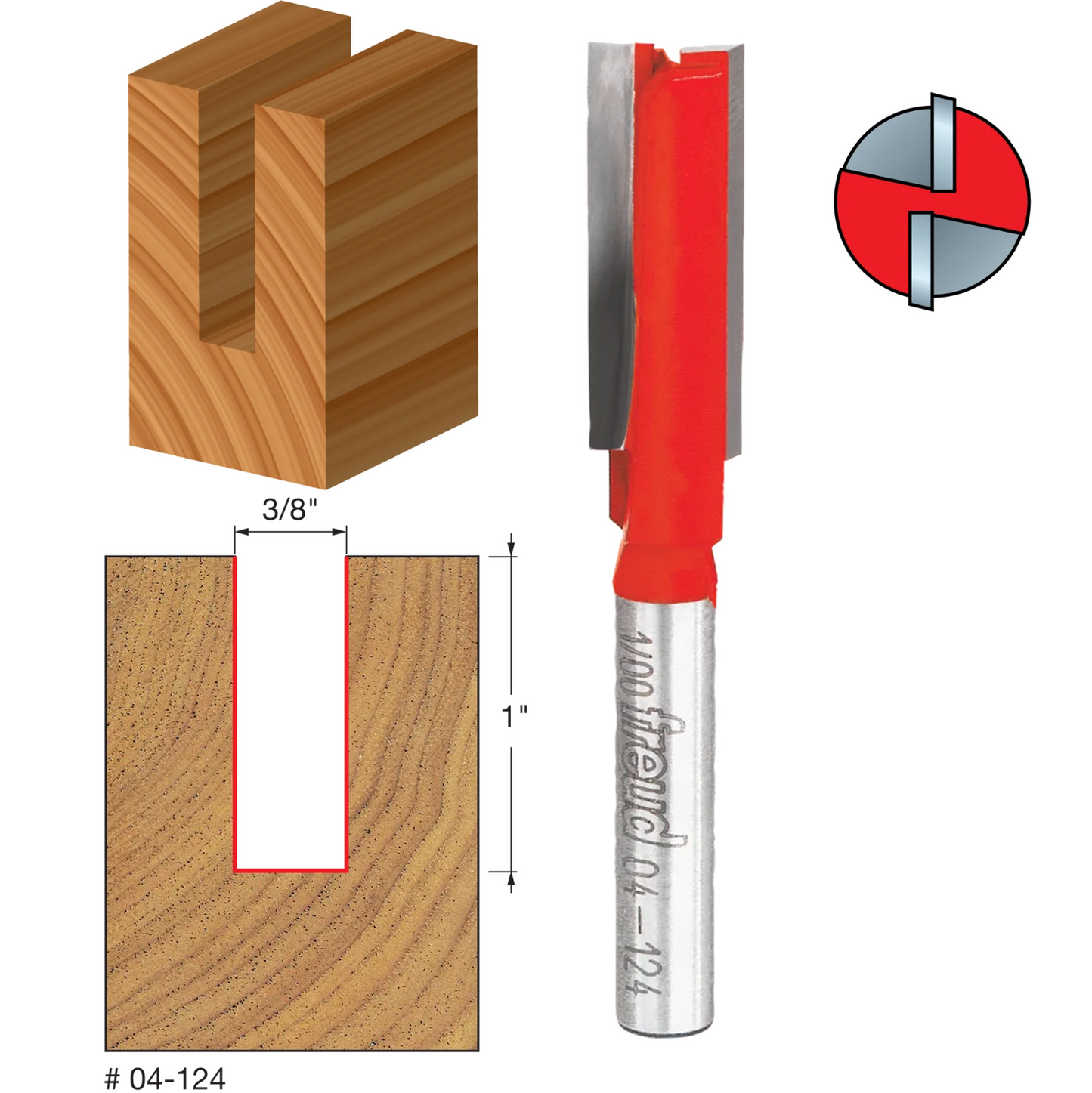 Freud Double Flute Straight Bit, 1/4" Shank (15 Variants)