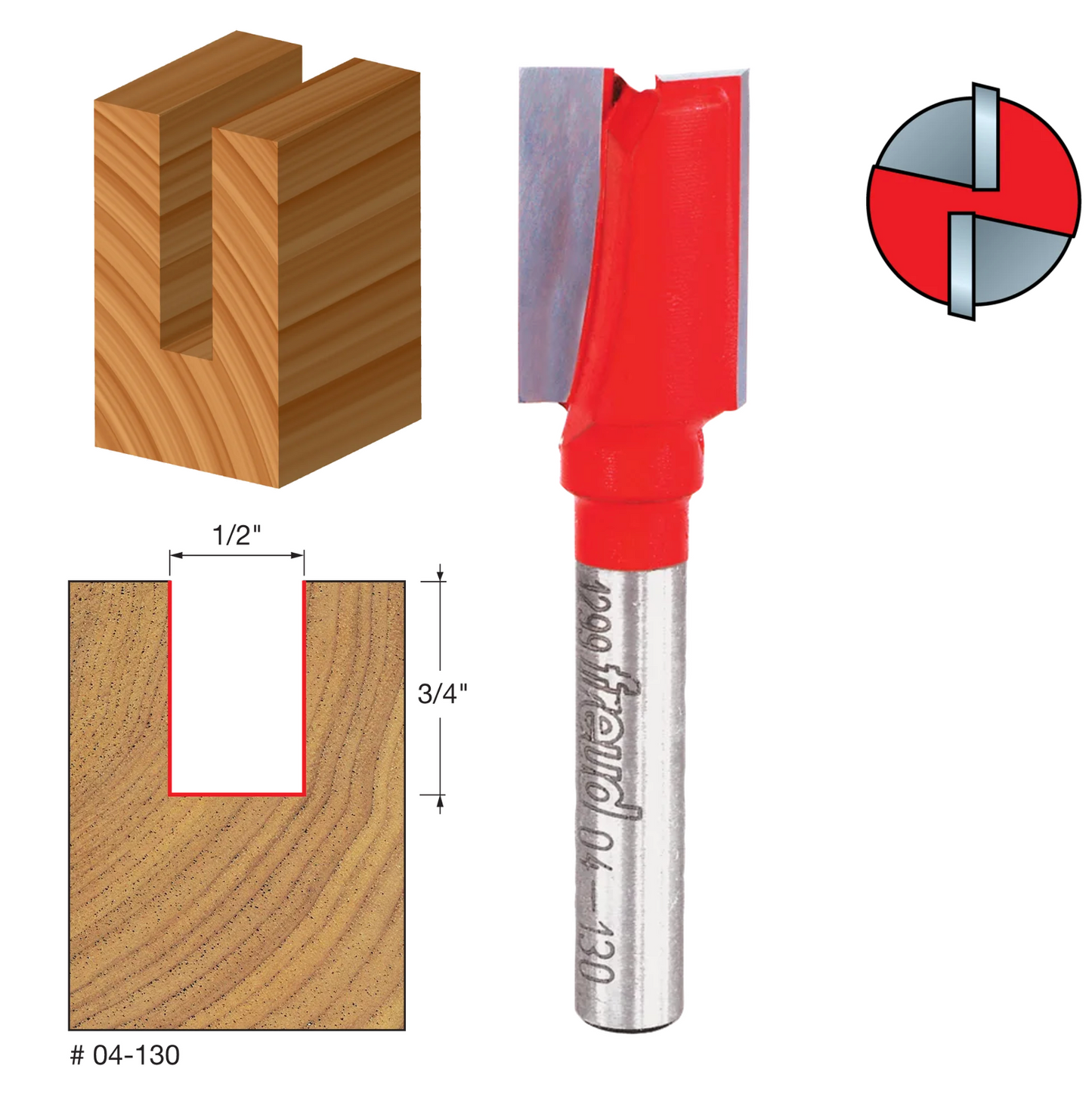 Freud Double Flute Straight Bit, 1/4" Shank (15 Variants)