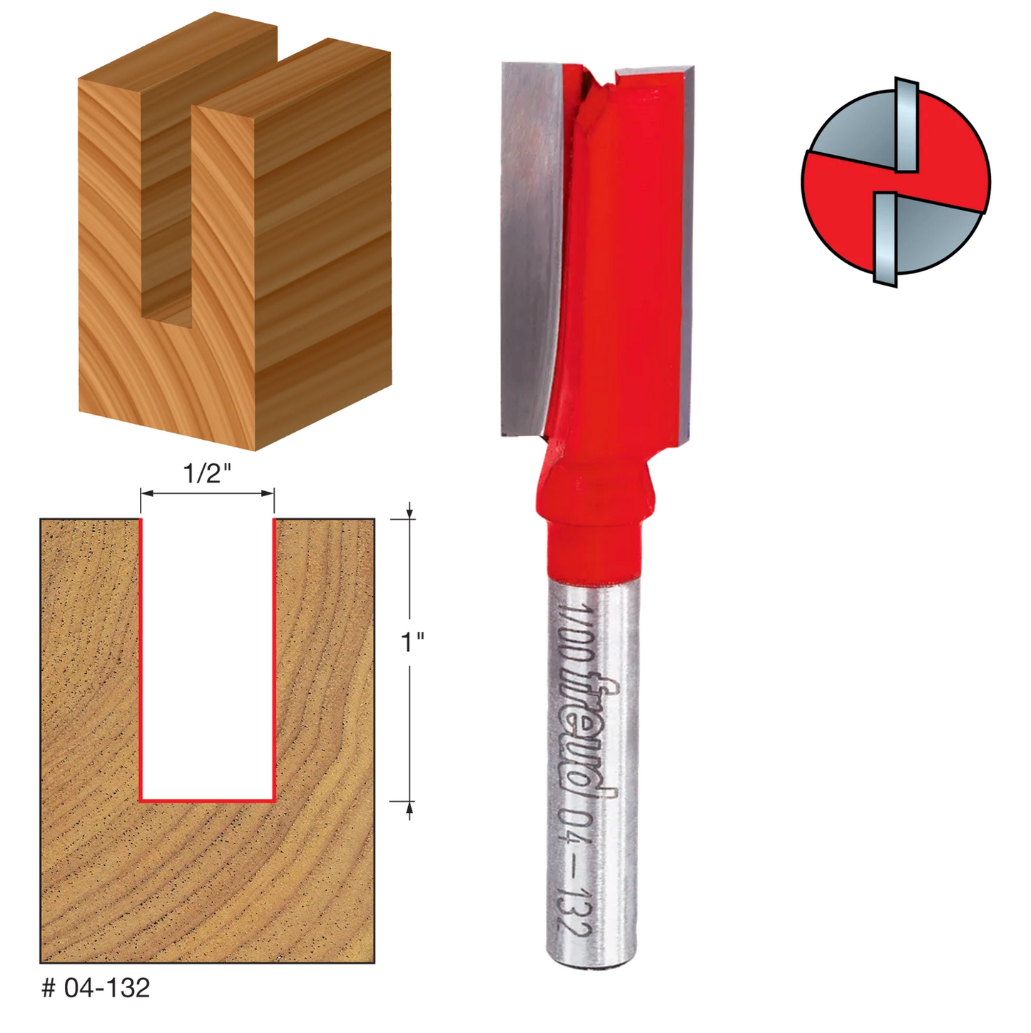 Freud Double Flute Straight Bit, 1/4" Shank (15 Variants)