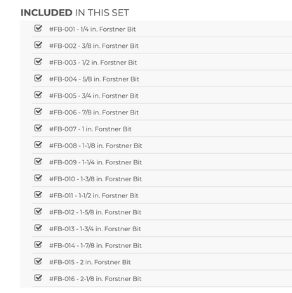 Diablo 16 pc Forstner Drill Bit Boxed Set (FB-100)