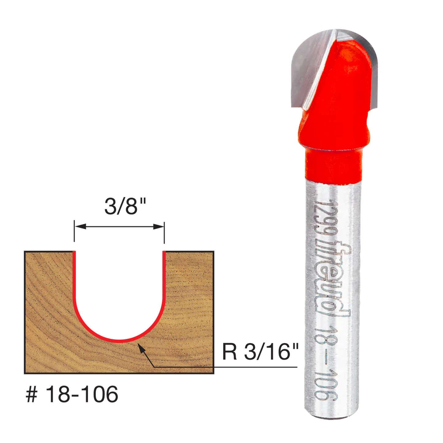 Freud Round Nose Bit, 1/4" Shank (5 Variants)