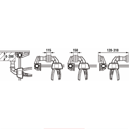 BESSEY One‑handed table clamps, EZR‑SET (2 per set)