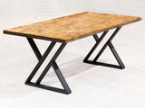 Z-shaped dining table legs, in black metal