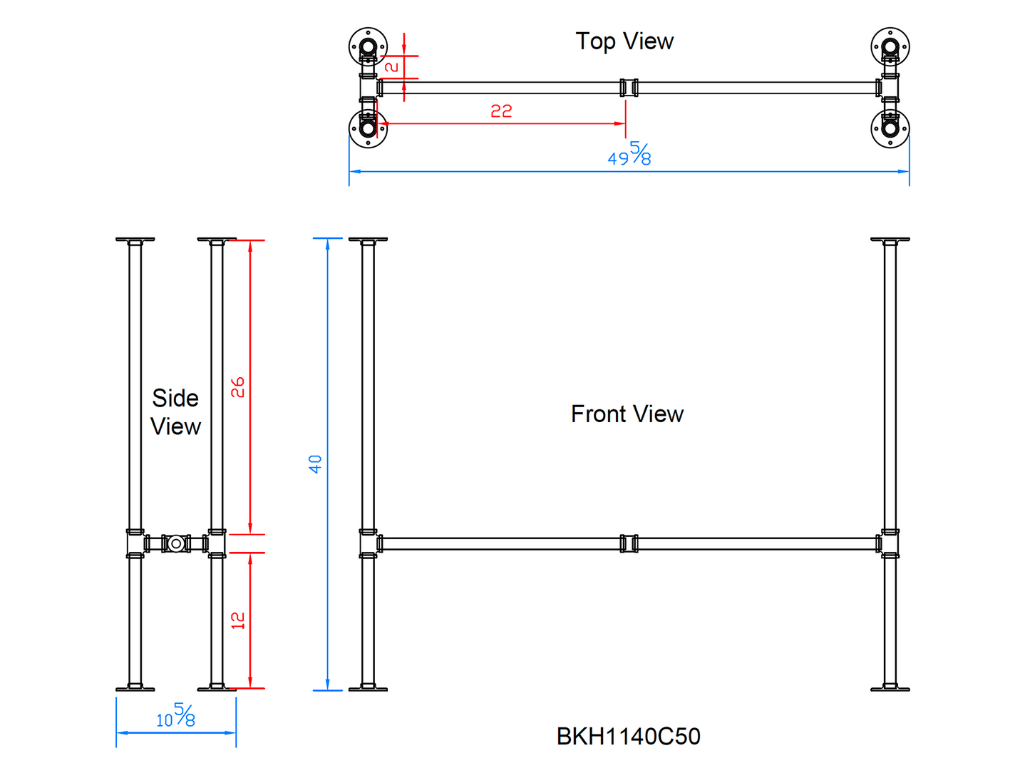 bar height pipe table legs