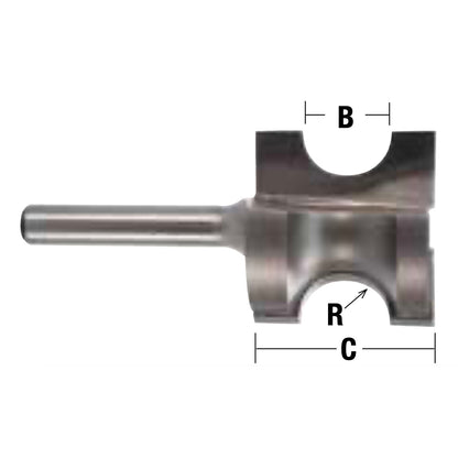 Whiteside, Half Round Router Bits, 1/2" Shank