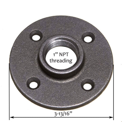 CLEARANCE - Black Iron Floor Flange 1", Pack 36