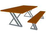 double Z-shaped legs for dining table and bench
