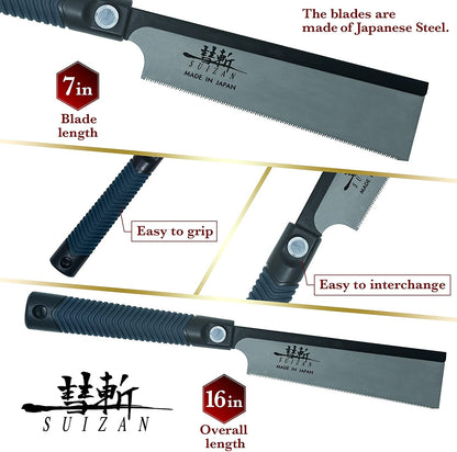 SUIZAN Japanese Dovetail Hand Saw Single Edge 7 inch, DOZUKI Pull Saw