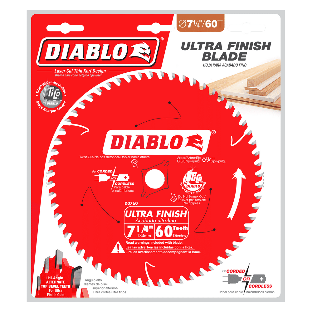 DIABLO 7-1/4 in. x 60 Tooth Finish Saw Blade (D0760X)