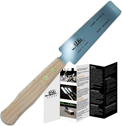 SUIZAN Japanese Flush Trim Cutting Hand Saw Double Edge (Softwood & Hardwood) 5 inch, KUGIHIKI Pull Saw