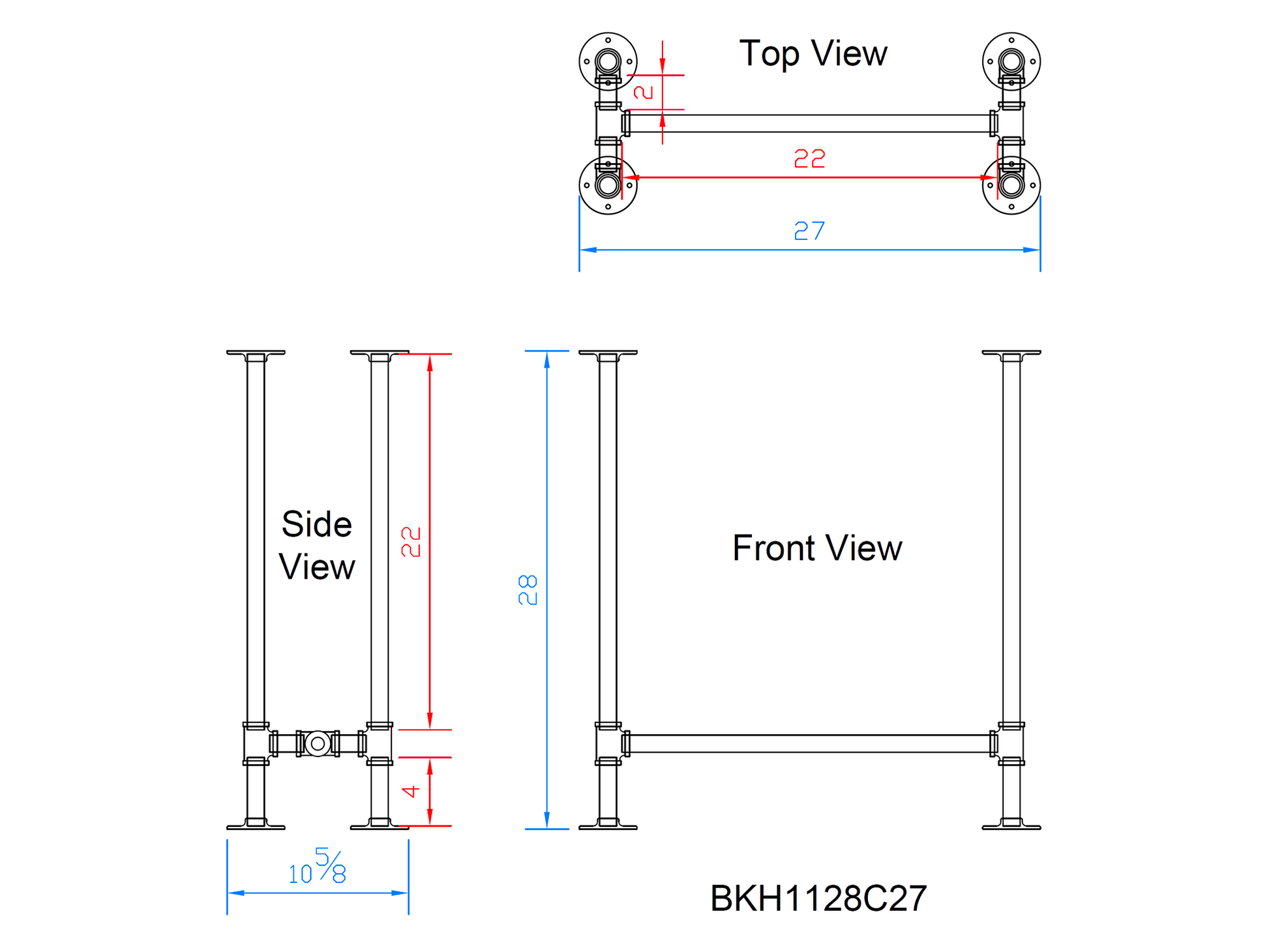 pipe console table legs