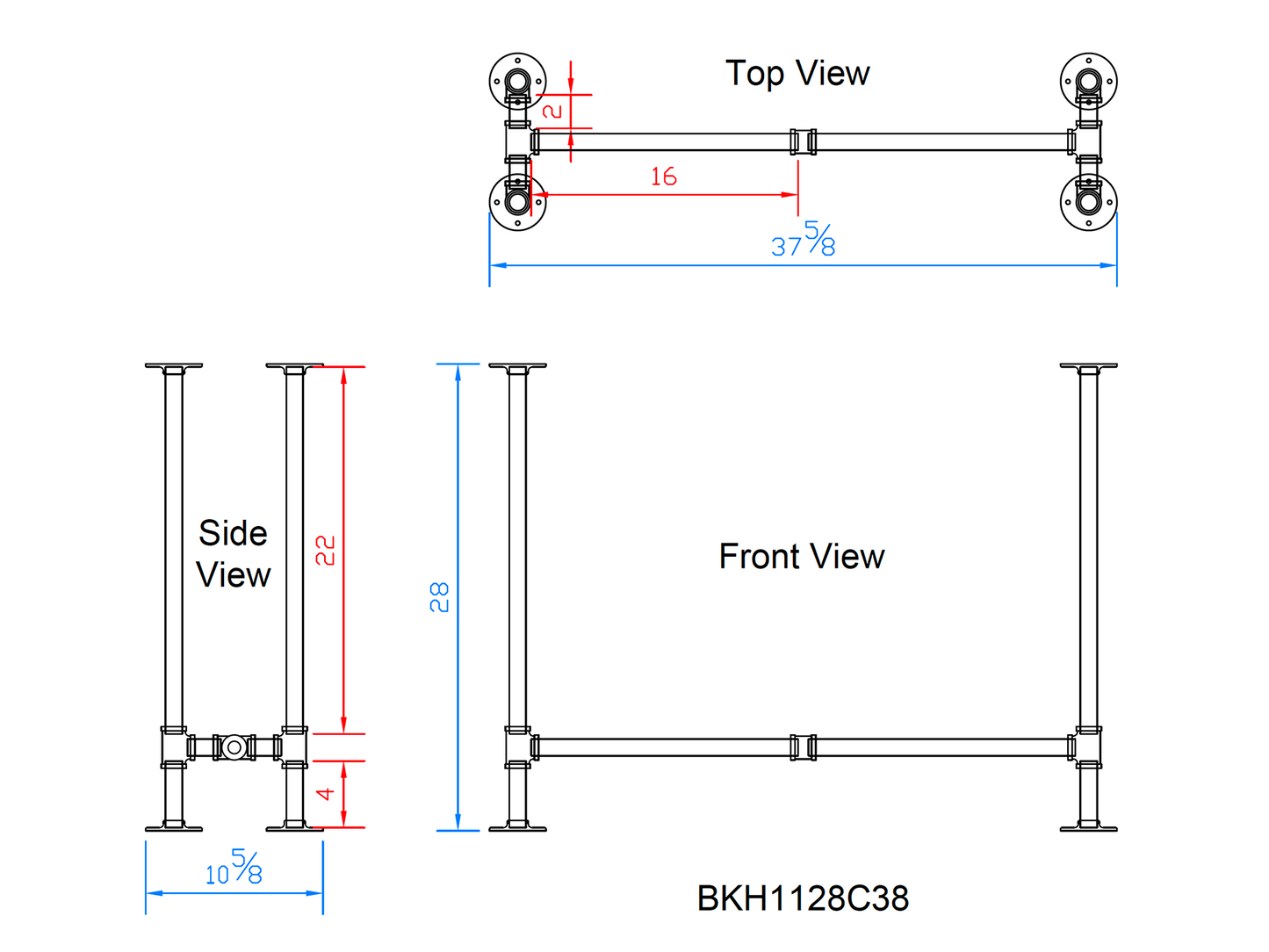 pipe console table legs