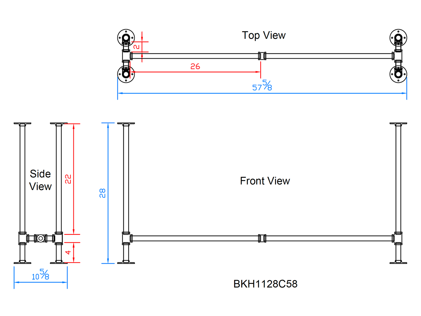 pipe console table legs