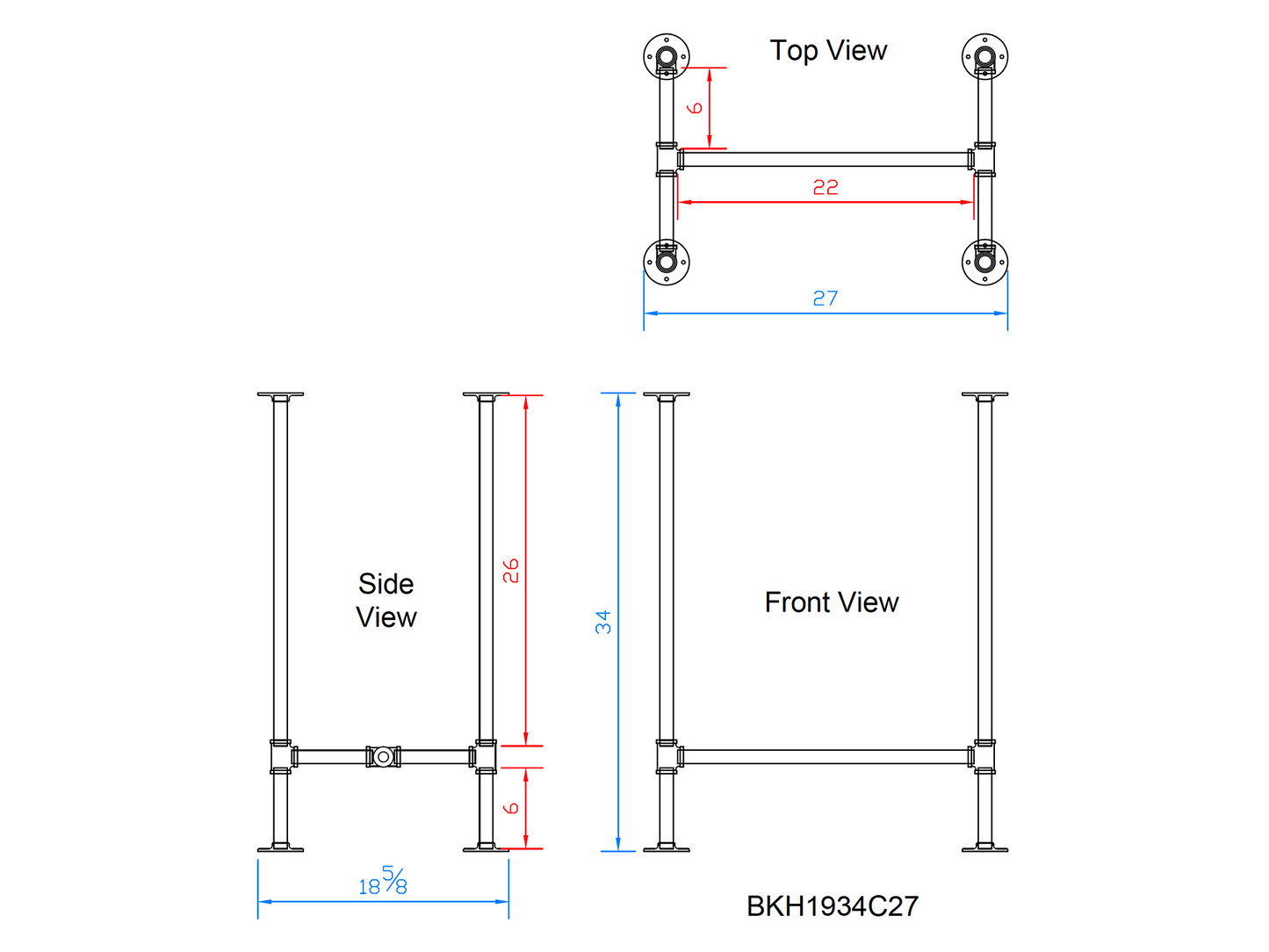 counter height pipe table legs