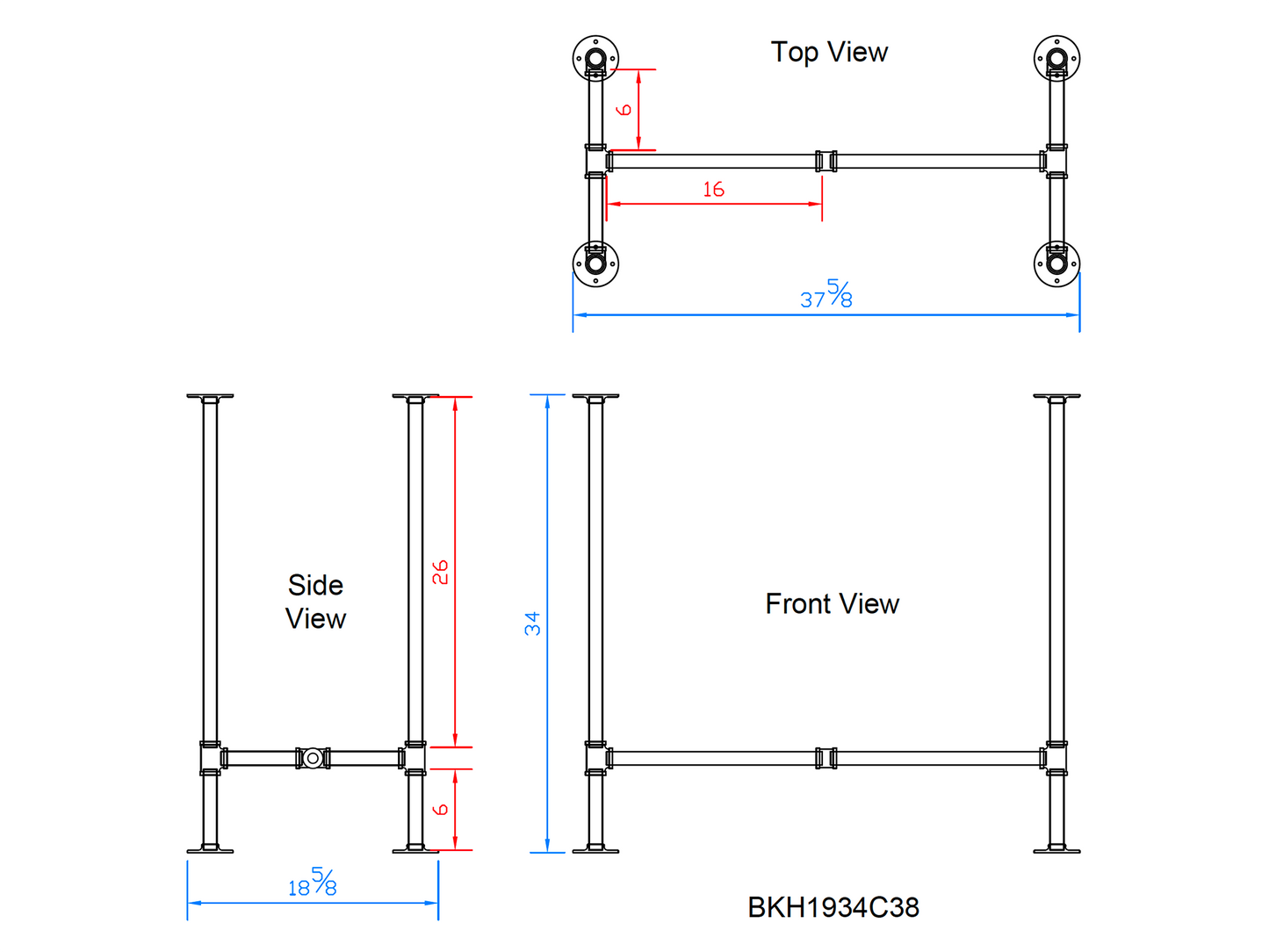 counter height pipe table legs