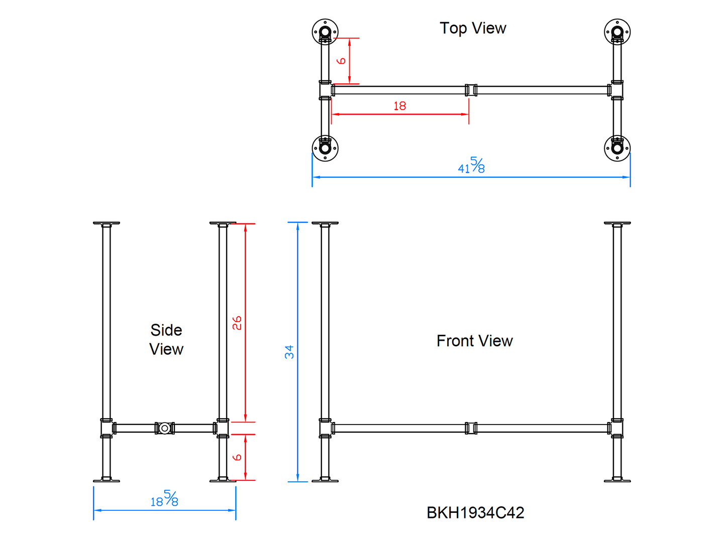 counter height pipe table legs